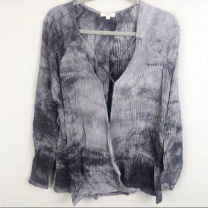 UMGEE | Boho Gray Tie Dye Strappy Wrap Front Long Sleeve Top Women’s Size Small